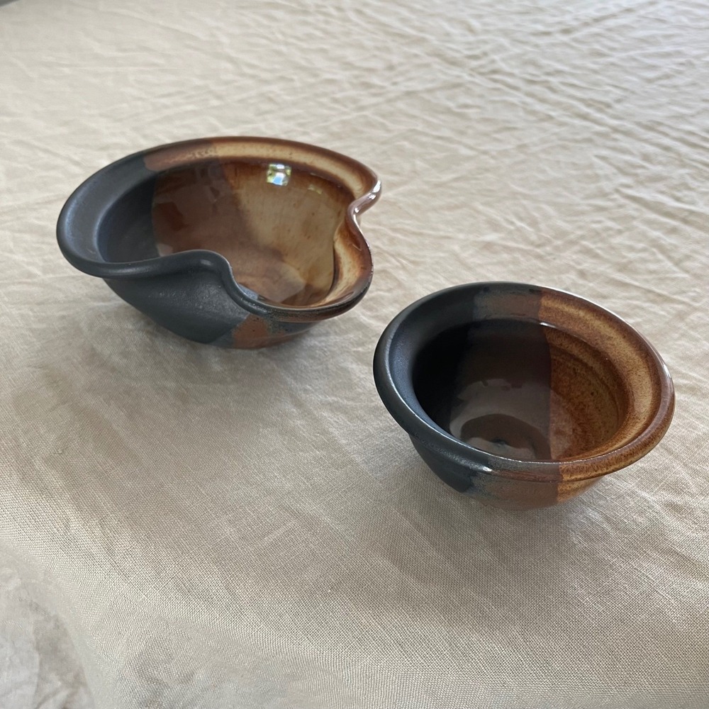 Hand Thrown Studio Pottery Bowls w/Spout & Stackable